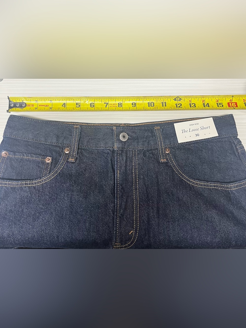 Abercrombie & Fitch Dark Blue High-Rise Denim Shorts - Picture 9 of 9
